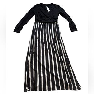 OUGES Maternity Maxi Dress Long Sleeve Wrap V Neck Maternity Clothes Sz M NWT